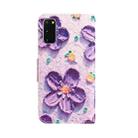 For Samsung Galaxy S20 Colored Drawing Leather Phone Case(Purple Flower) - 3