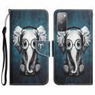 For Samsung Galaxy S20 FE Colored Drawing Leather Phone Case(Earphone Elephant) - 1