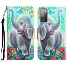 For Samsung Galaxy S20 FE Colored Drawing Leather Phone Case(Elephant) - 1