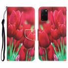 For Samsung Galaxy S20+ Colored Drawing Leather Phone Case(Tulips) - 1