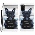 For Samsung Galaxy S20+ Colored Drawing Leather Phone Case(Black Dog) - 1