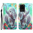 For Samsung Galaxy S20 Ultra Colored Drawing Leather Phone Case(Elephant) - 1