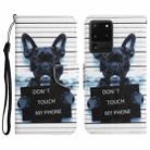 For Samsung Galaxy S20 Ultra Colored Drawing Leather Phone Case(Black Dog) - 1