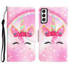 For Samsung Galaxy S21 5G Colored Drawing Leather Phone Case(Unicorn) - 1