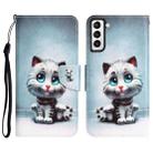 For Samsung Galaxy S21 5G Colored Drawing Leather Phone Case(Blue Eyes) - 1