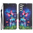 For Samsung Galaxy S21 5G Colored Drawing Leather Phone Case(Bottle Butterfly) - 1