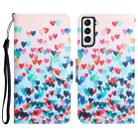 For Samsung Galaxy S21 FE 5G Colored Drawing Leather Phone Case(Heart) - 1