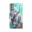 For Samsung Galaxy S21 FE 5G Colored Drawing Leather Phone Case(Elephant) - 3