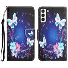 For Samsung Galaxy S21 FE 5G Colored Drawing Leather Phone Case(Butterfly) - 1