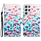 For Samsung Galaxy S21 Ultra 5G Colored Drawing Leather Phone Case(Heart) - 1