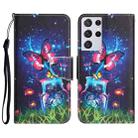 For Samsung Galaxy S21 Ultra 5G Colored Drawing Leather Phone Case(Bottle Butterfly) - 1