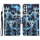 For Samsung Galaxy S22 5G Colored Drawing Leather Phone Case(Giraffes) - 1