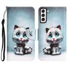 For Samsung Galaxy S22 5G Colored Drawing Leather Phone Case(Blue Eyes) - 1