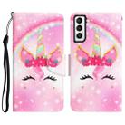 For Samsung Galaxy S22+ 5G Colored Drawing Leather Phone Case(Unicorn) - 1
