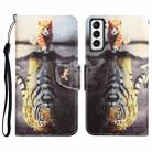 For Samsung Galaxy S22+ 5G Colored Drawing Leather Phone Case(Tiger) - 1