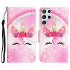 For Samsung Galaxy S22 Ultra 5G Colored Drawing Leather Phone Case(Unicorn) - 1