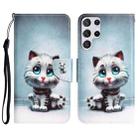 For Samsung Galaxy S22 Ultra 5G Colored Drawing Leather Phone Case(Blue Eyes) - 1