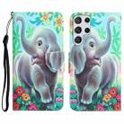 For Samsung Galaxy S22 Ultra 5G Colored Drawing Leather Phone Case(Elephant) - 1