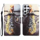 For Samsung Galaxy S22 Ultra 5G Colored Drawing Leather Phone Case(Tiger) - 1