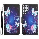 For Samsung Galaxy S22 Ultra 5G Colored Drawing Leather Phone Case(Butterfly) - 1