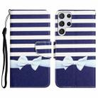 For Samsung Galaxy S22 Ultra 5G Colored Drawing Leather Phone Case(Bow Knot) - 1