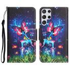 For Samsung Galaxy S22 Ultra 5G Colored Drawing Leather Phone Case(Bottle Butterfly) - 1