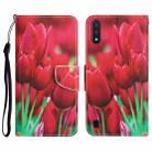 For Samsung Galaxy A01 Colored Drawing Leather Phone Case(Tulips) - 1