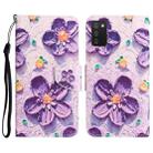 For Samsung Galaxy A02s Colored Drawing Leather Phone Case(Purple Flower) - 1