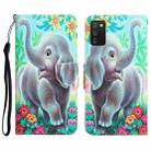 For Samsung Galaxy A03s Colored Drawing Leather Phone Case(Elephant) - 1