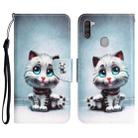 For Samsung Galaxy A11 Colored Drawing Leather Phone Case(Blue Eyes) - 1