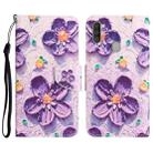 For Samsung Galaxy A11 Colored Drawing Leather Phone Case(Purple Flower) - 1