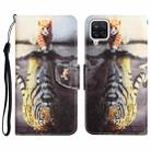 For Samsung Galaxy A12 Colored Drawing Leather Phone Case(Tiger) - 1