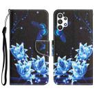 For Samsung Galaxy A13 4G Colored Drawing Leather Phone Case(Blue Butterfly) - 1