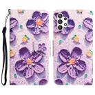 For Samsung Galaxy A13 4G Colored Drawing Leather Phone Case(Purple Flower) - 1