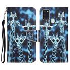 For Samsung Galaxy A21s Colored Drawing Leather Phone Case(Giraffes) - 1