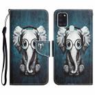 For Samsung Galaxy A21s Colored Drawing Leather Phone Case(Earphone Elephant) - 1