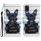 For Samsung Galaxy A21s Colored Drawing Leather Phone Case(Black Dog) - 1