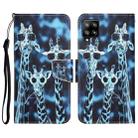For Samsung Galaxy A22 4G Colored Drawing Leather Phone Case(Giraffes) - 1