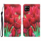 For Samsung Galaxy A22 4G Colored Drawing Leather Phone Case(Tulips) - 1