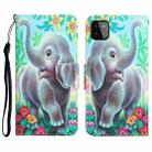 For Samsung Galaxy A22 5G Colored Drawing Leather Phone Case(Elephant) - 1