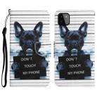 For Samsung Galaxy A22 5G Colored Drawing Leather Phone Case(Black Dog) - 1