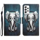 For Samsung Galaxy A32 4G Colored Drawing Leather Phone Case(Earphone Elephant) - 1