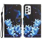 For Samsung Galaxy A32 4G Colored Drawing Leather Phone Case(Blue Butterfly) - 1