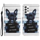 For Samsung Galaxy A32 4G Colored Drawing Leather Phone Case(Black Dog) - 1