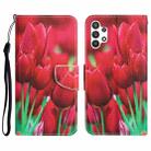 For Samsung Galaxy A32 5G Colored Drawing Leather Phone Case(Tulips) - 1