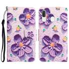 For Samsung Galaxy A40 Colored Drawing Leather Phone Case(Purple Flower) - 1
