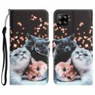 For Samsung Galaxy A42 Colored Drawing Leather Phone Case(3 Cats) - 1