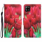 For Samsung Galaxy A42 Colored Drawing Leather Phone Case(Tulips) - 1