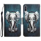 For Samsung Galaxy A50 Colored Drawing Leather Phone Case(Earphone Elephant) - 1