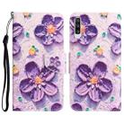 For Samsung Galaxy A50 Colored Drawing Leather Phone Case(Purple Flower) - 1